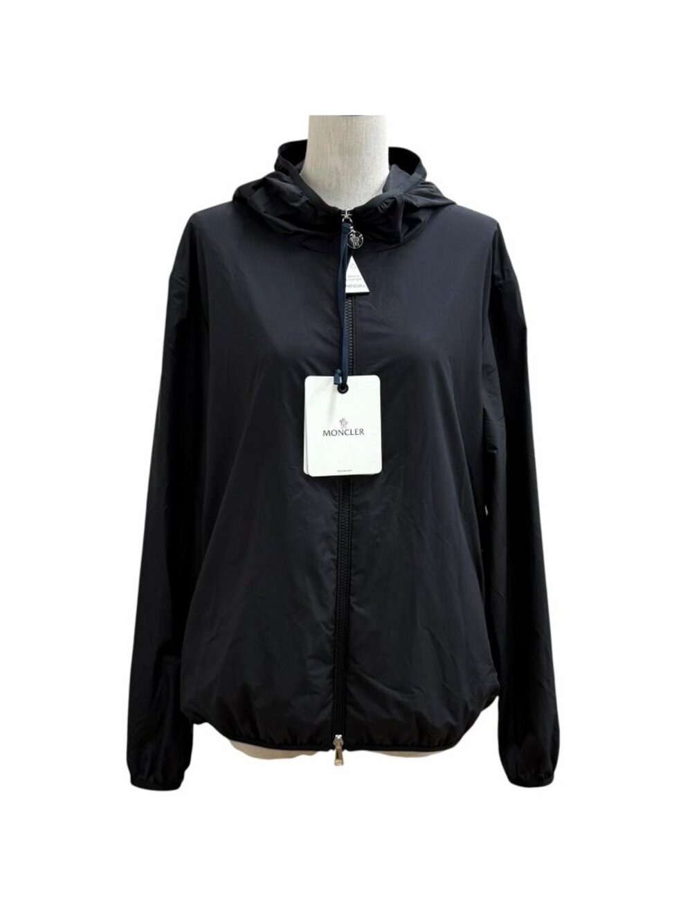 Moncler Fegeo Logo Patch Hooded Zip UP Windbreaker Nylon Jacket Black